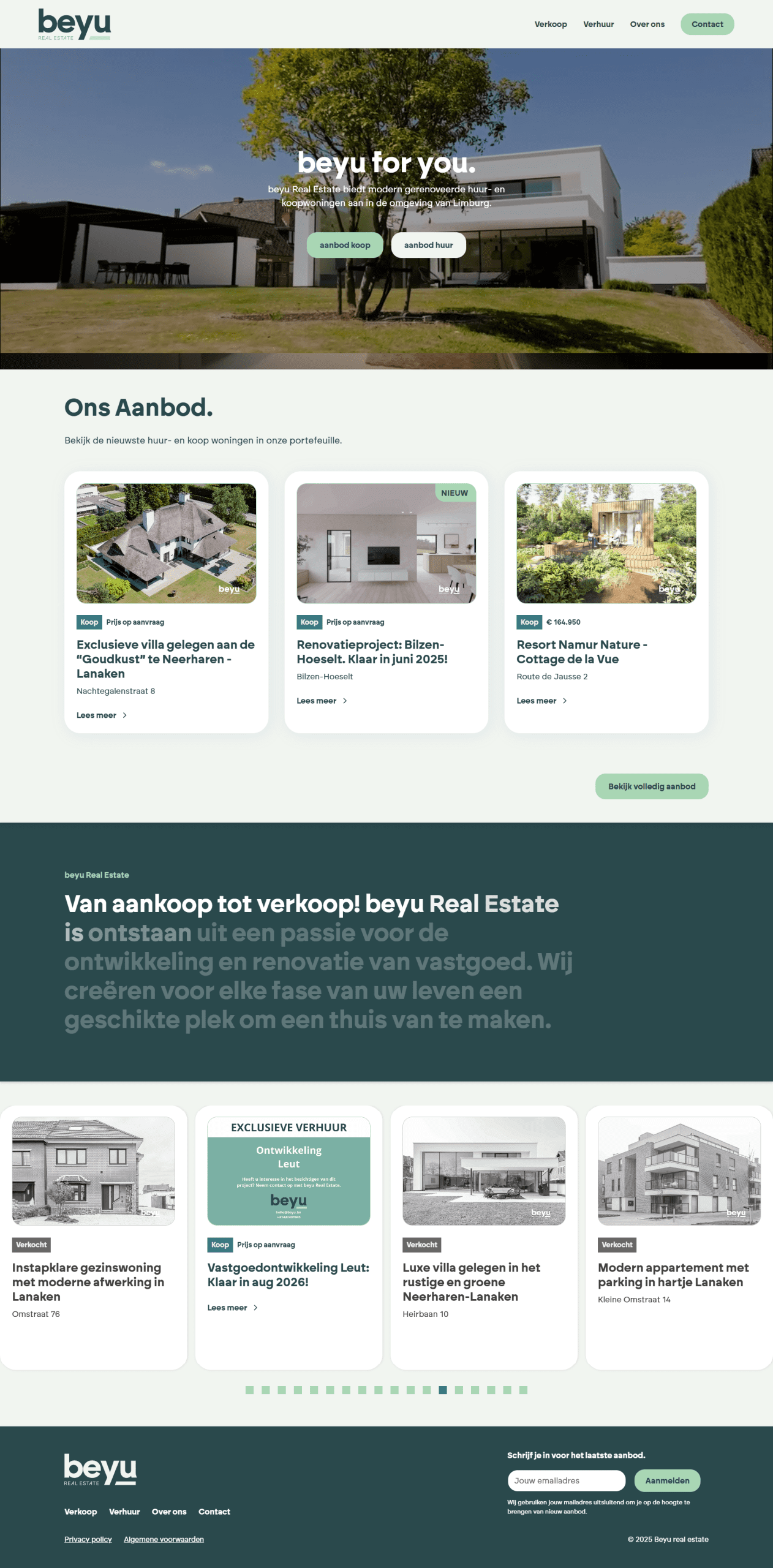 Modern villa with garden on real estate website