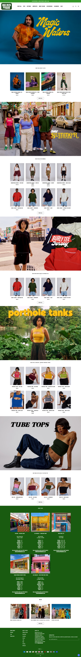 Fashion brand webpage featuring diverse models and summer apparel