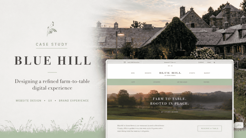 Blue Hill Farm – Site web de restaurant