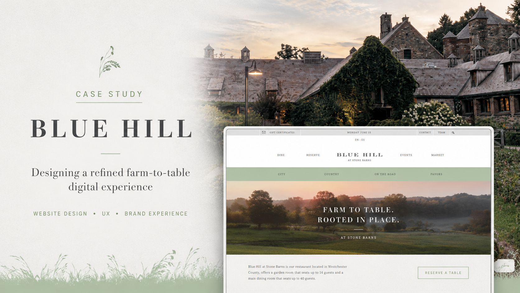 Blue Hill farm-to-table website case study design