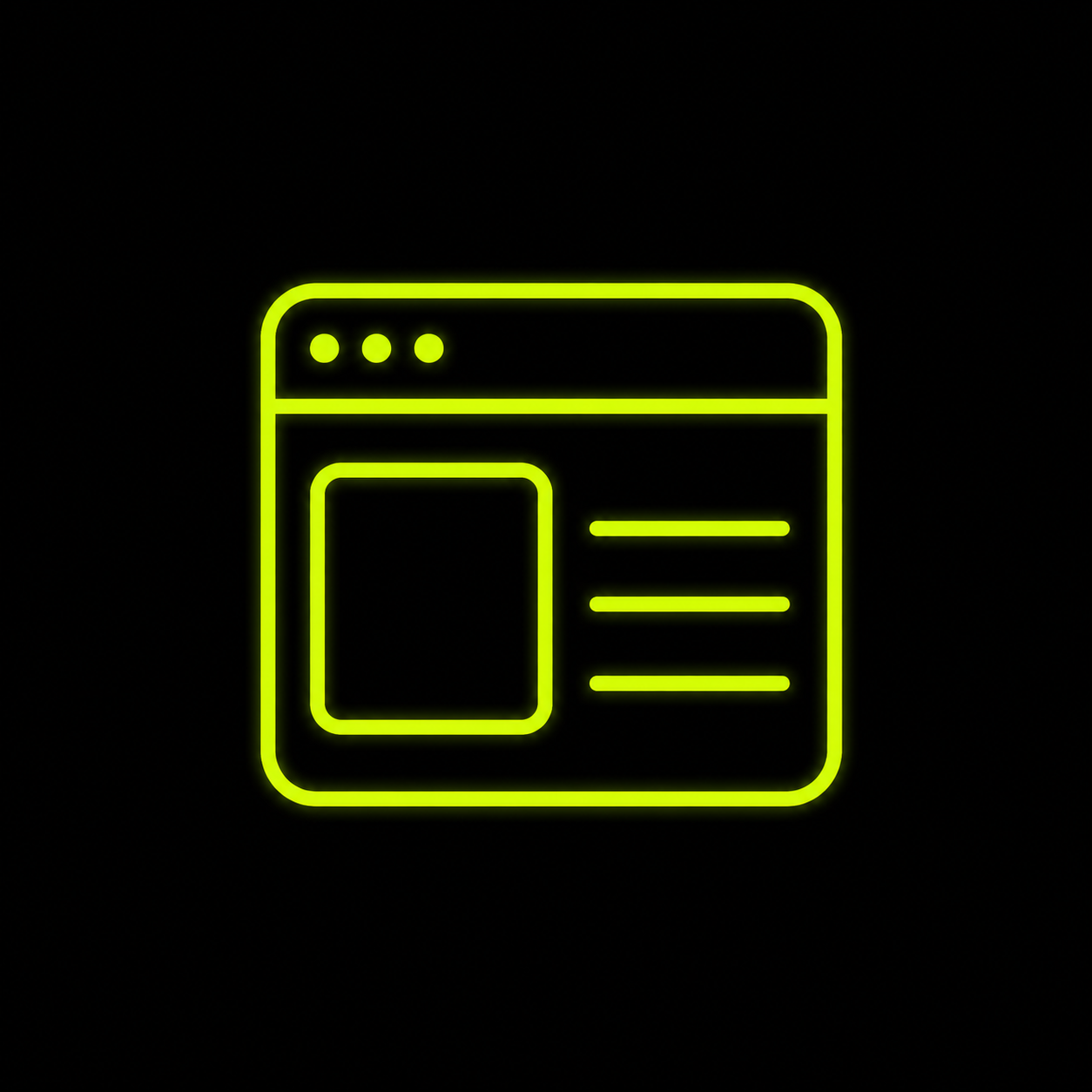 Neon green web browser window icon