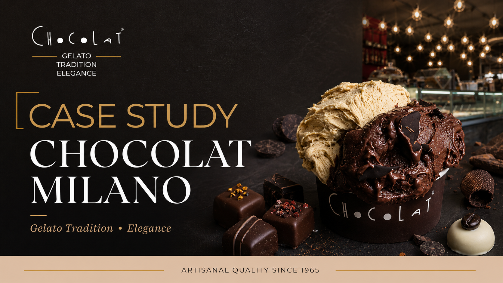 Gelato chocolat et pistache avec branding premium