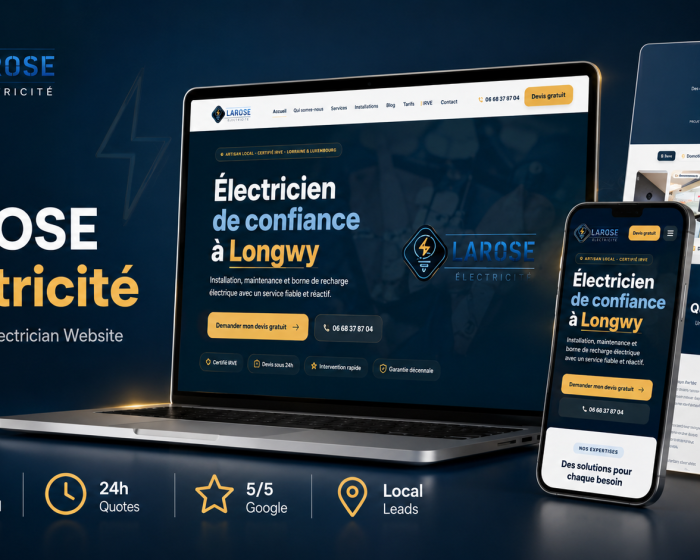 Larose Électricité website displayed on devices