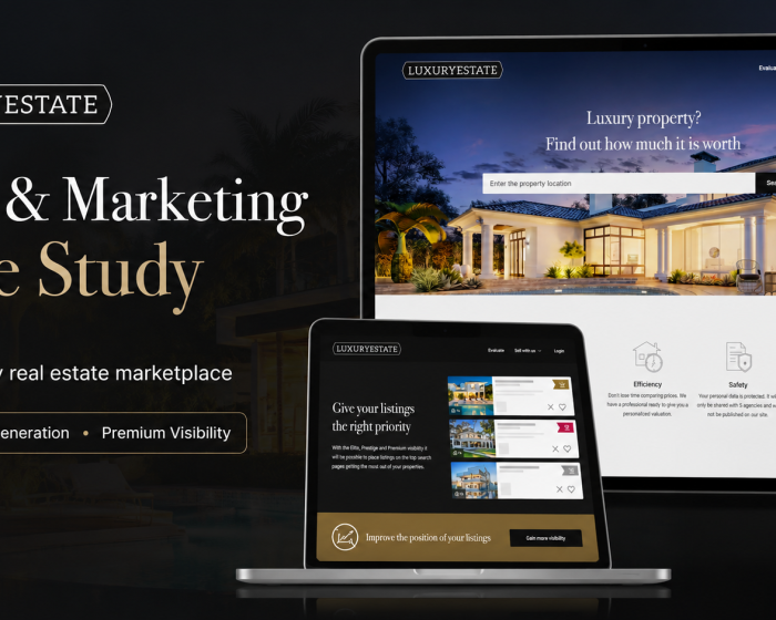 Luxury real estate website displayed on laptop and tablet