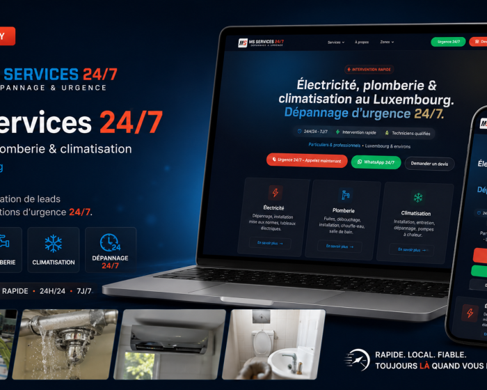 MS Services 24/7 emergency services website display