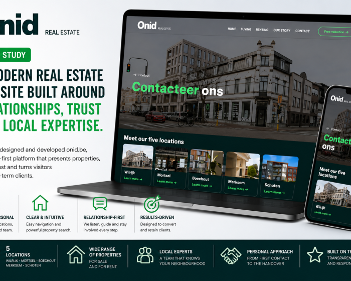 Onid Real Estate website displayed on laptop and phone