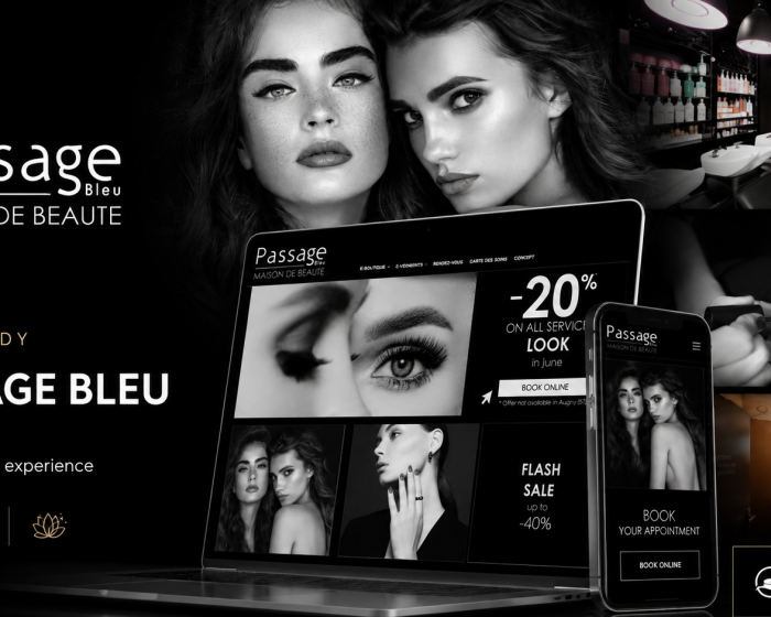 Beauty salon website displayed on laptop and phone