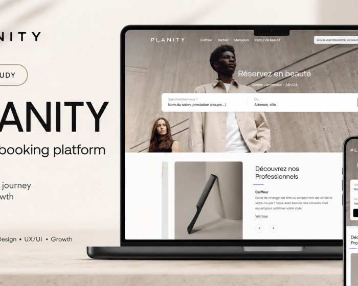 Planity beauty booking platform on laptop and phone