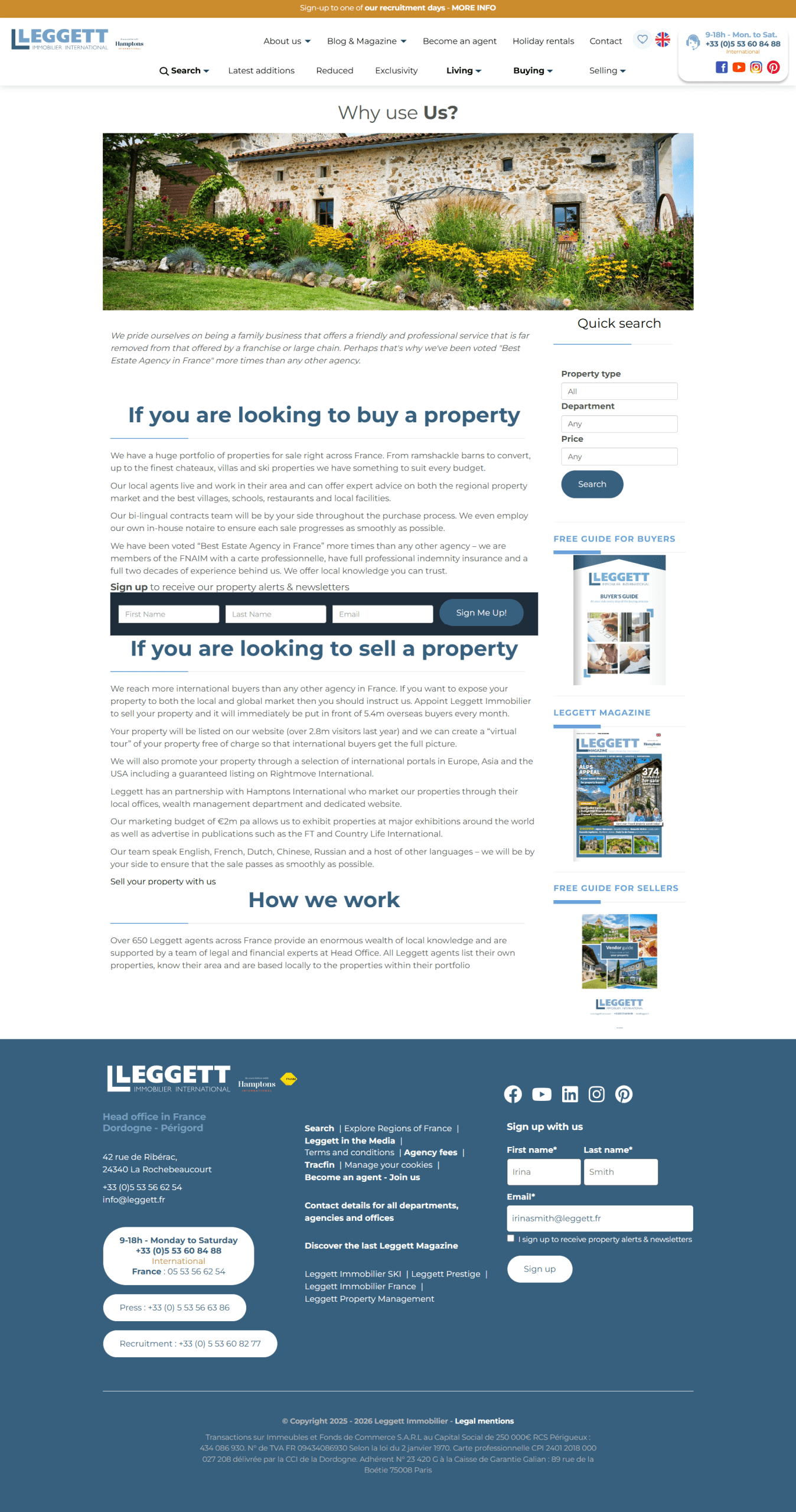 Leggett real estate website with rustic stone house