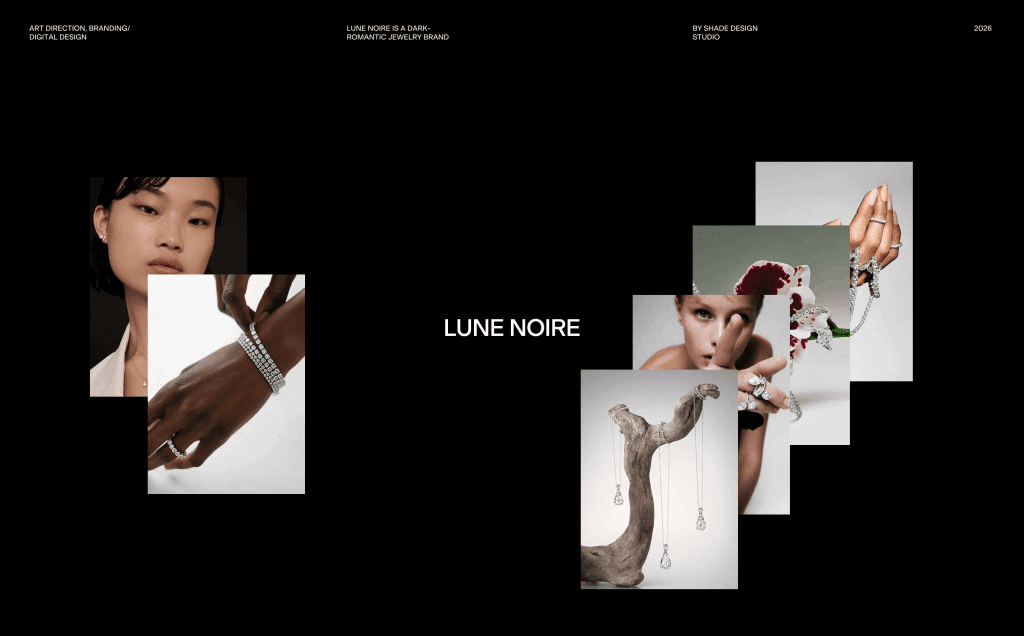 Lune Noire dark romantic jewelry brand collage