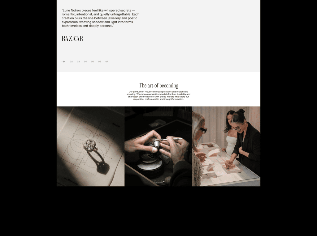Jewelry design process and craftsmanship showcase