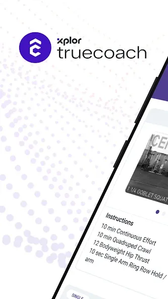 Xplor TrueCoach app interface on smartphone screen