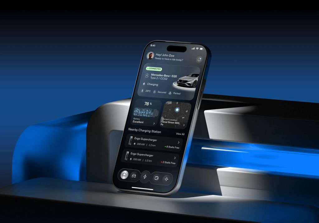 Smartphone displaying electric vehicle charging app interface