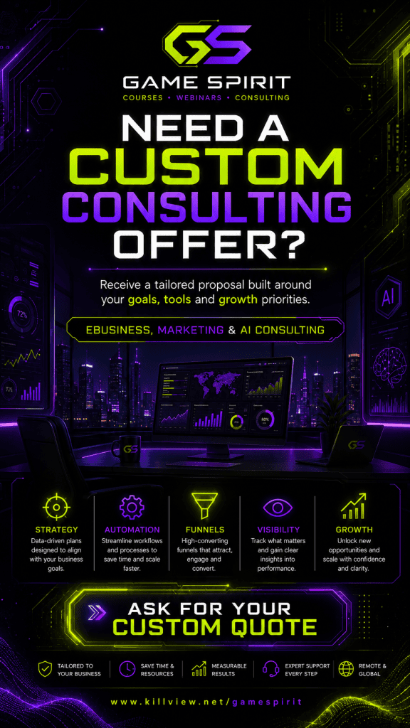 Game Spirit custom consulting promotional graphic