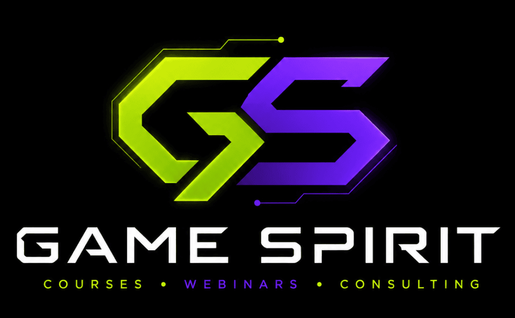 Game Spirit logo with neon GS on black